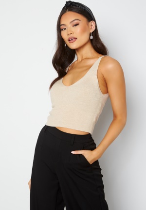 ONLY Cozy S/L Cropped Top Knit Pumice Stone XL