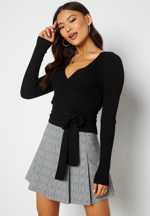 BUBBLEROOM Enea knitted wrap top Black L