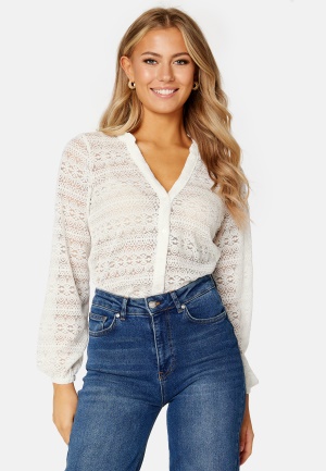 VILA Chikka Lace V-Neck L/S Shirt Toasted Coconut L