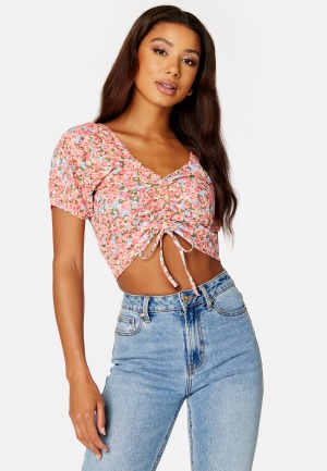 Pieces Selina SS Top Strawberry Pink AOP: XS