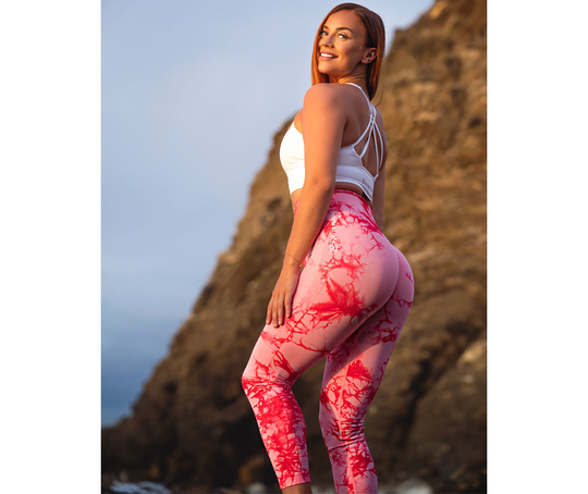 M-NUTRITION Sports Wear Seamless Butt Booster Tie Dye Tights
