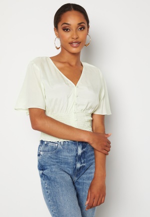 VERO MODA Kamilie 2/4 V-Neck Smock Top Phantom Green XS