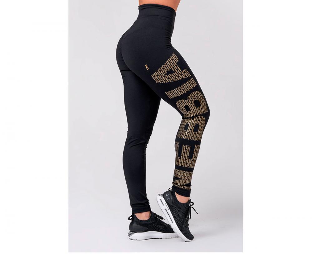 NEBBIA Leggings Gold Logo Print 827