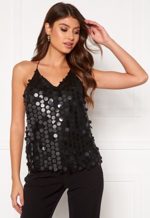 Pieces Julia Sequins Strap Top Black/Sequins XS